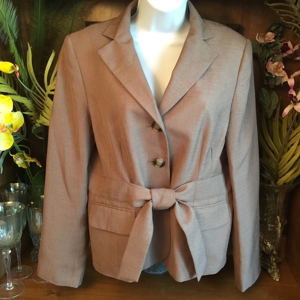 Le Suit Safari style Blazer Tie Button Front Sz 12